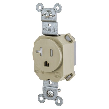 Hubbell Wiring Device-Kellems Straight Blade Receptacle, 5-20R, 20 A, 125V AC, 2 Pole, 3 Wire, Grounded SNAP5361ITR